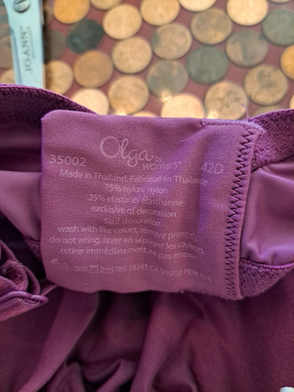 Olga Plum Underwire Full-Coverage Bra 42d - Picture 3 of 3